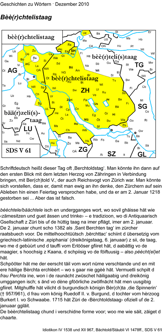 Geschichten zu Wörtern - Dezember 2010 - Bèè(r)chtelistaag