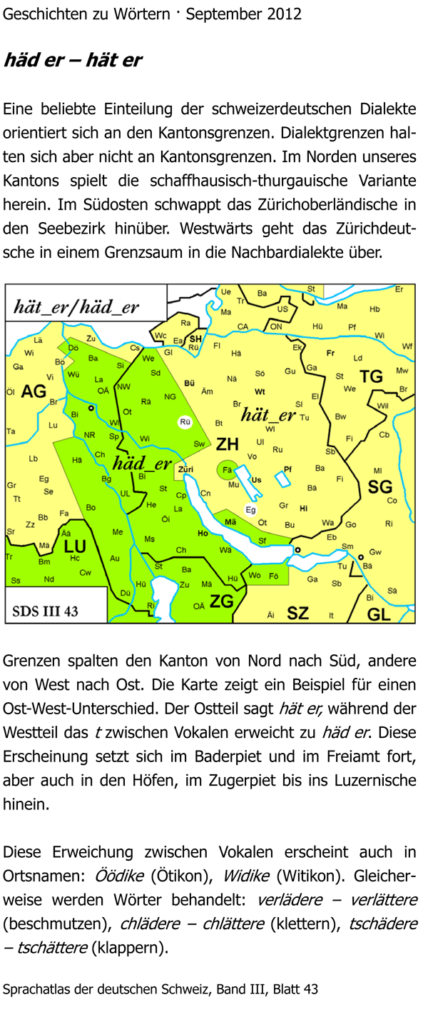 Geschichten zu Wörtern - September 2012 - häd er - hät er